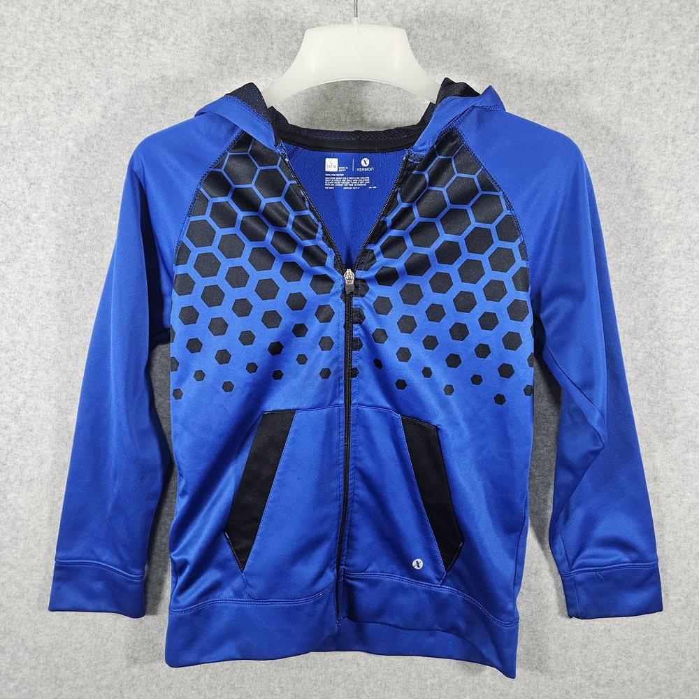 Xersion Boys Jacket with Blue and Black Hexagon Design Size L 14/16